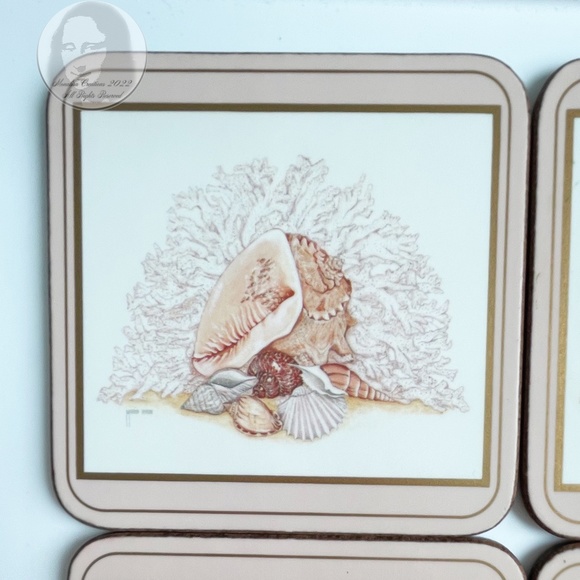 Pimpernel Coasters Shells Made in England with Box Set of 6 Coasters Beach Theme - Picture 3 of 9